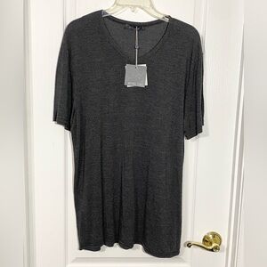 NWT Michael Stars USA Made V Neck Tee Charcoal Heather Gray Men’s XL